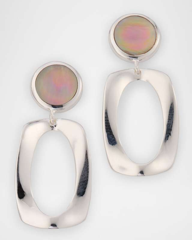 Rock Candy Sterling Silver Small Dot and Frame Post Earrings